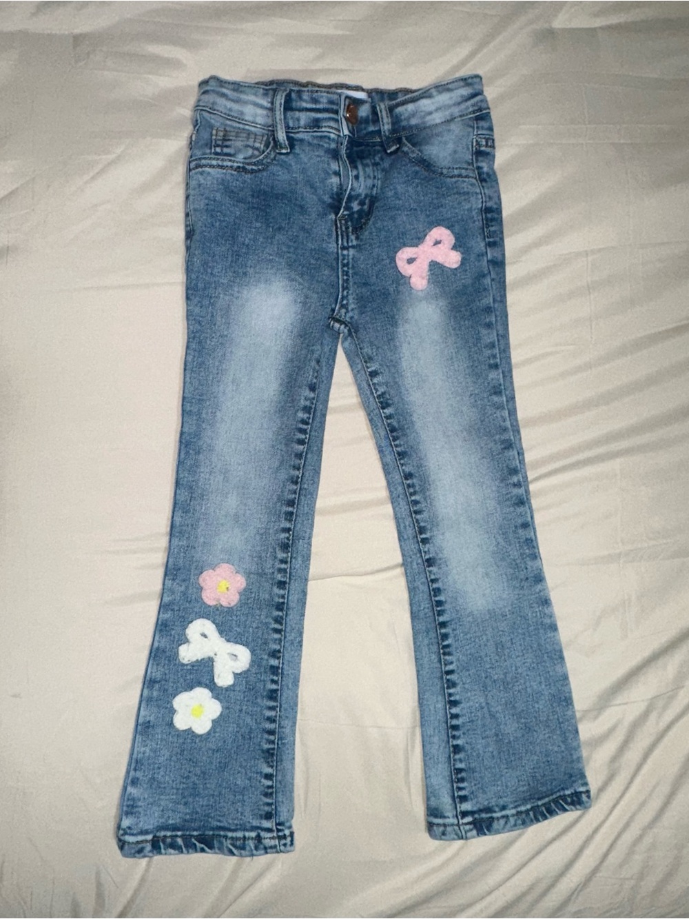 Girls' Blue Denim Flare Jeans